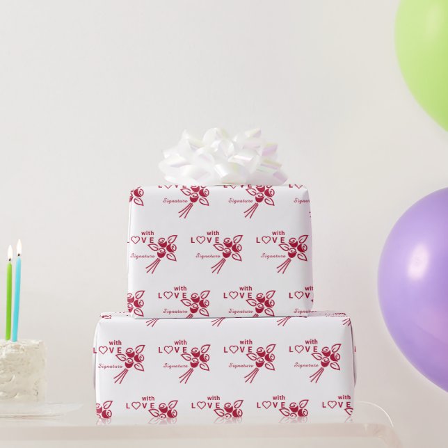 Personlig "With L ❤️ VE" Röd ros Presentpapper (Festgåvor)