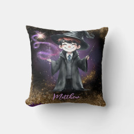 Personlig Wizard Boy Son Birthday Gift Magic Kudde