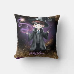 Personlig Wizard Boy Son Birthday Gift Magic Kudde