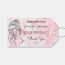 Personlig Woman Porträtt Rosa Presentetikett