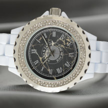 Personlig Women's Rhinestone Watch. Marble-look