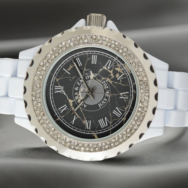 Personlig Women's Rhinestone Watch. Marble-look Armbandsur (Skapare uppladdad)