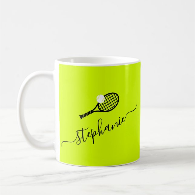 Personlig Womens Tennis Monogram Kaffemugg (Vänster)
