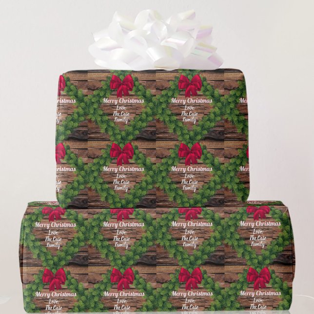 Personlig Wood and Garland Helgdag jul Presentpapper (Skapare uppladdad)