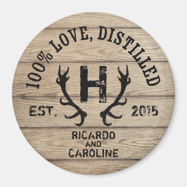 Personlig Wood Bourbon Barrel Bröllop Monogram Magnet