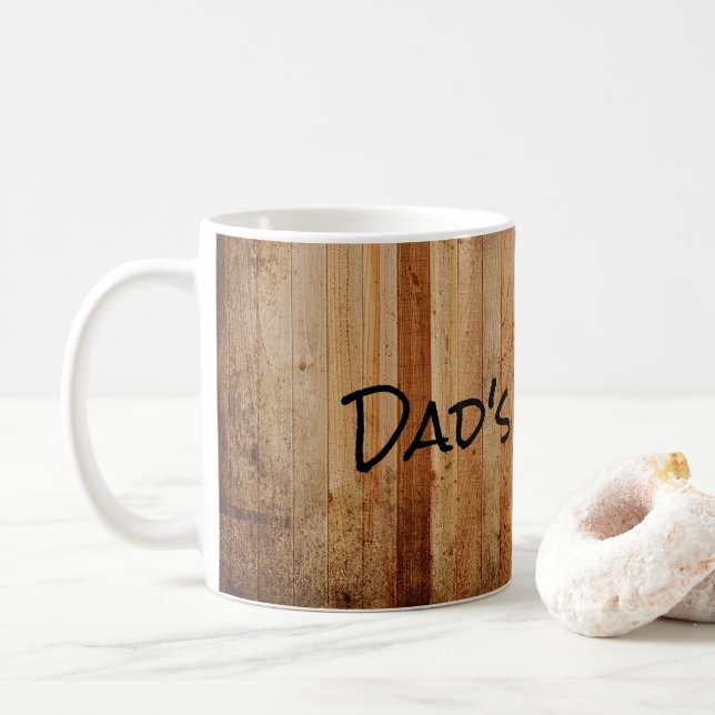 Personlig Wood Rustic Land Brown Black Pappa Kaffemugg (Med munk)