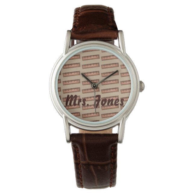 Personlig Wooden Ruler Math Teacher Watch Armbandsur (Framsida)