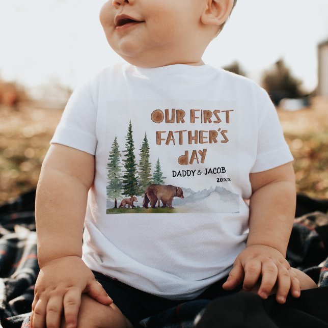 Personlig Woodland 1:a Fars dag T Shirt (Skapare uppladdad)