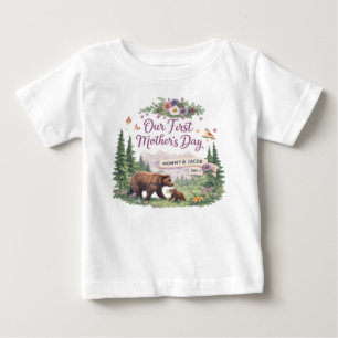 Personlig Woodland 1:a Mors Dag Baby T-Shirt