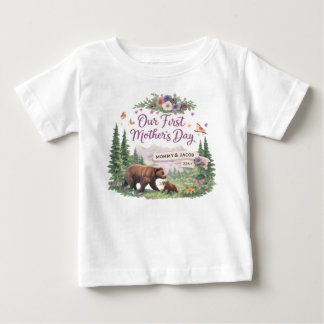 Personlig Woodland 1:a Mors Dag Baby T-Shirt