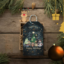 Personlig Woodland Animals jul Blue