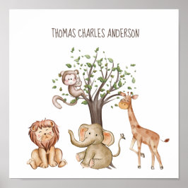 Personlig Woodland Animals Nursery Wall Art Poster