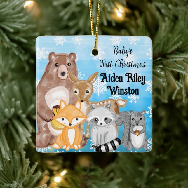 Personlig Woodland Animals ThBERBaby 1st Julgransprydnad Keramik (Träd)