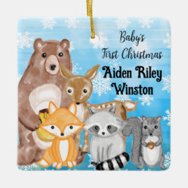 Personlig Woodland Animals ThBERBaby 1st Julgransprydnad Keramik