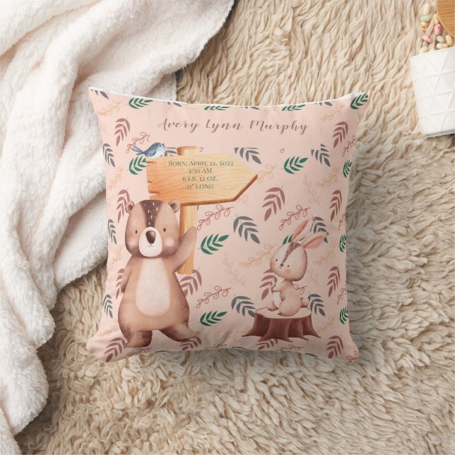 Personlig Woodland BABY Nursery Pillow Kudde (Filt)