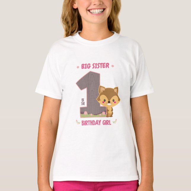 Personlig Woodland Birthday Tshirt for Sister T Shirt (Framsida)