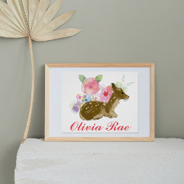 Personlig Woodland Blommigt Nursery Decor Poster
