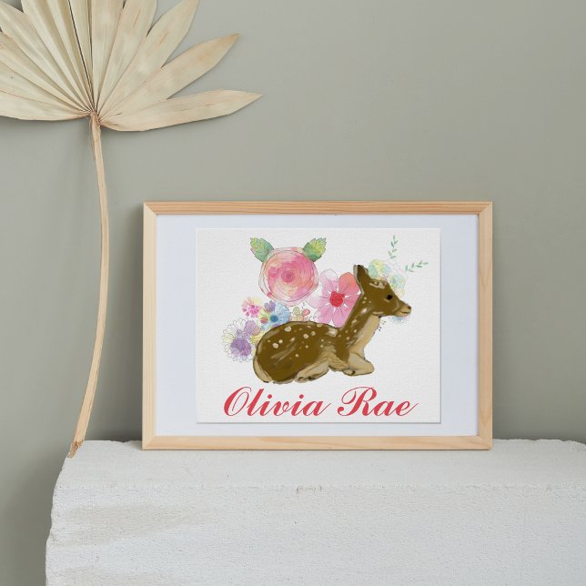 Personlig Woodland Blommigt Nursery Decor Poster (Skapare uppladdad)