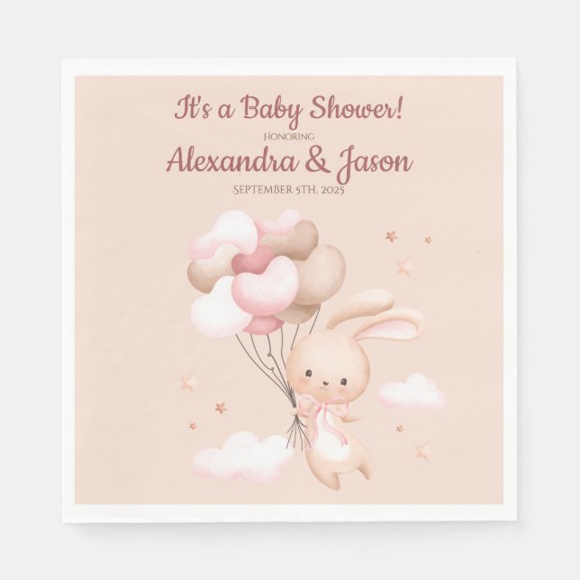 Personlig Woodland Bunny Rabbit Baby Shower Pappersservett (Framsidan)