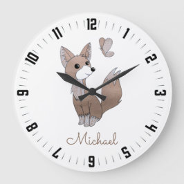 Personlig Woodland Fox och Butterfly Nursery Stor Klocka