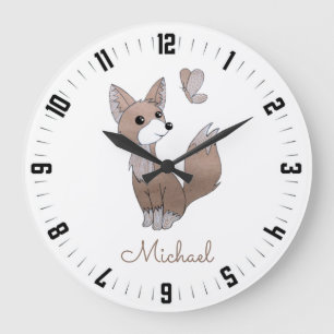 Personlig Woodland Fox och Butterfly Nursery Stor Klocka