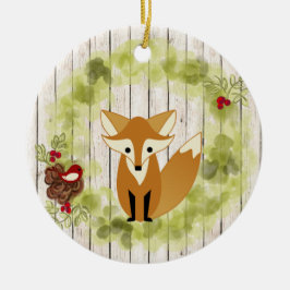 Personlig Woodland Fox och God jul Julgransprydnad Keramik