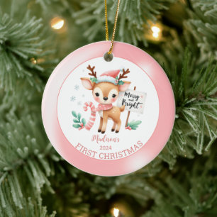 Personlig Woodland Hjort jul Julgransprydnad Keramik