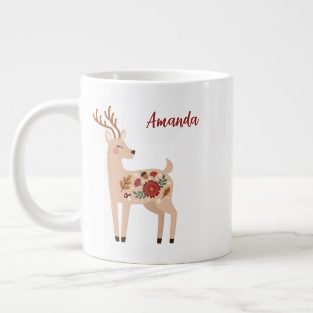 Personlig Woodland Hjort Jumbo Mugg (Vänster)