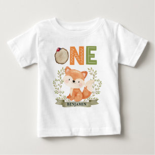 Personlig Woodland Ist Birthday Forest Fox T Shirt