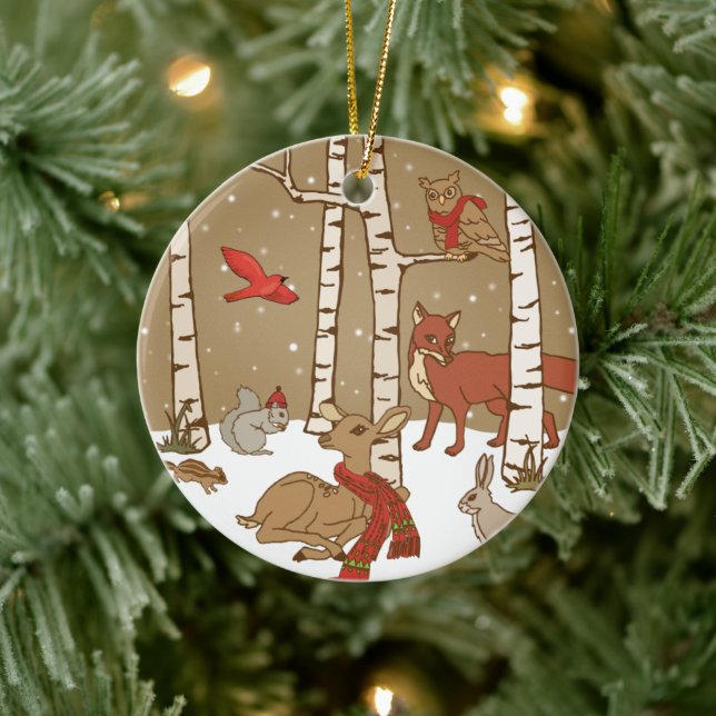 Personlig Woodland jul Ceramic Ornament (Träd)