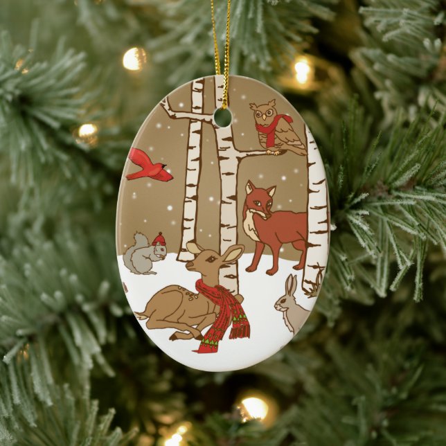 Personlig Woodland jul Ceramic Ornament (Träd)