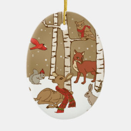 Personlig Woodland jul Ceramic Ornament