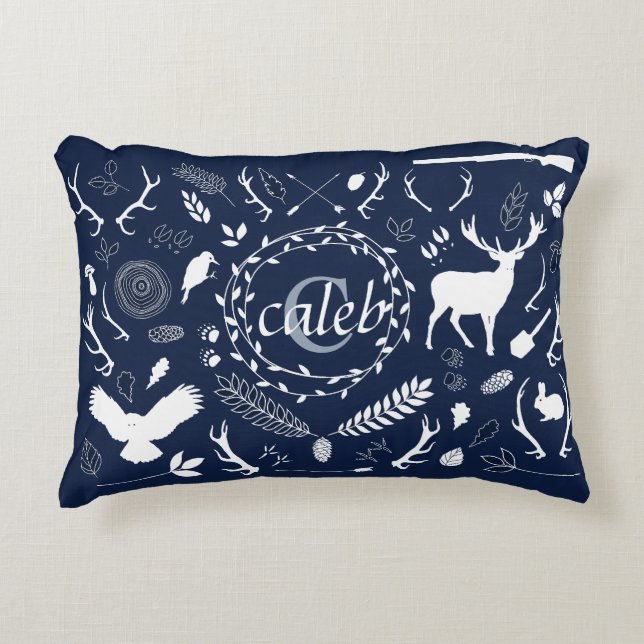 Personlig Woodland Pojke Nursery Decor Prydnadskudde (Framsidan)