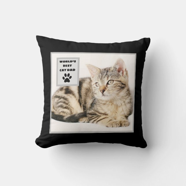Personlig World's Best Cat Pappa Anpassningsbar Ph Kudde (Framsida)