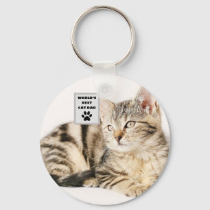 Personlig World's Best Cat Pappa Anpassningsbar Ph Nyckelring
