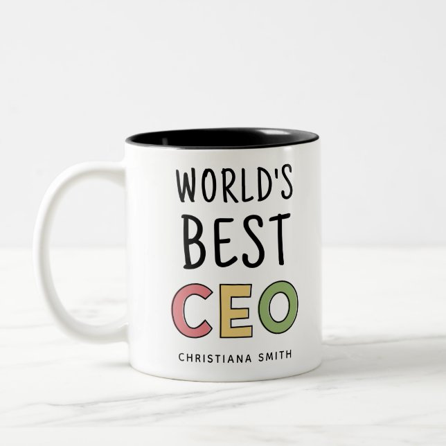 Personlig World's Best CEO Två-Tonad Mugg (Vänster)