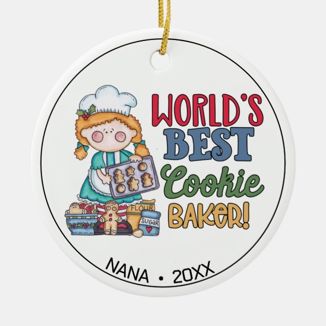 Personlig World's Best Cookie Baker Julgransprydnad Keramik (Framsidan)