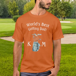 Personlig World's Best Golf Pappa Monogram T Shirt