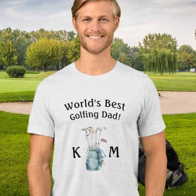 Personlig World's Best Golf Pappa Monogram T Shirt (Skapare uppladdad)
