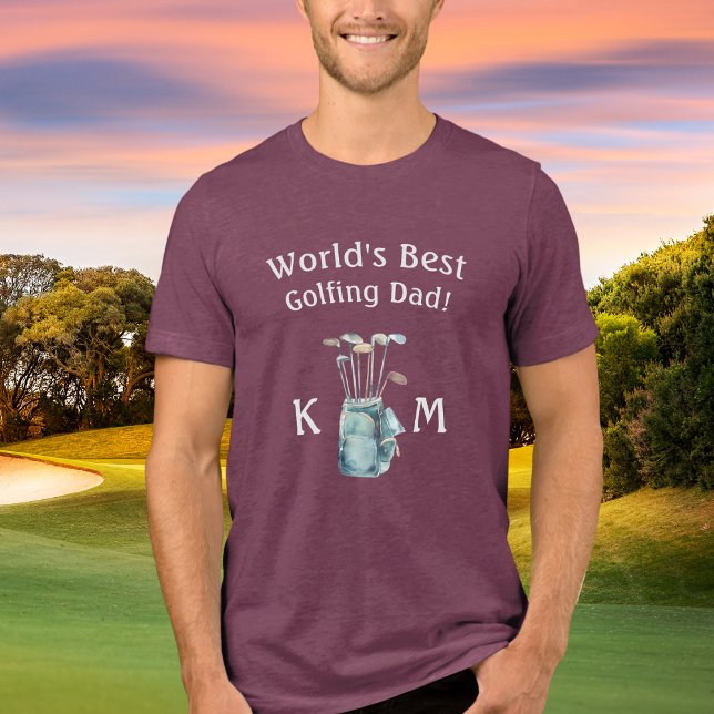 Personlig World's Best Golf Pappa Monogram T Shirt (Skapare uppladdad)