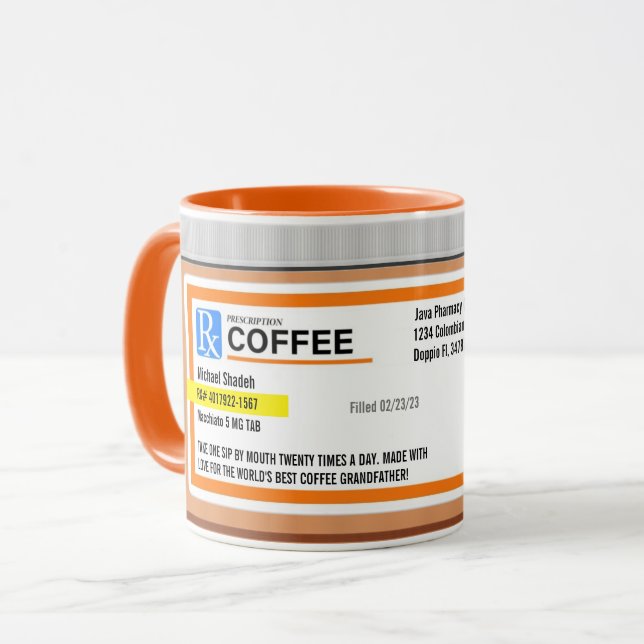 Personlig World's Best Grandfather Prescription Mugg (Framsida vänster)