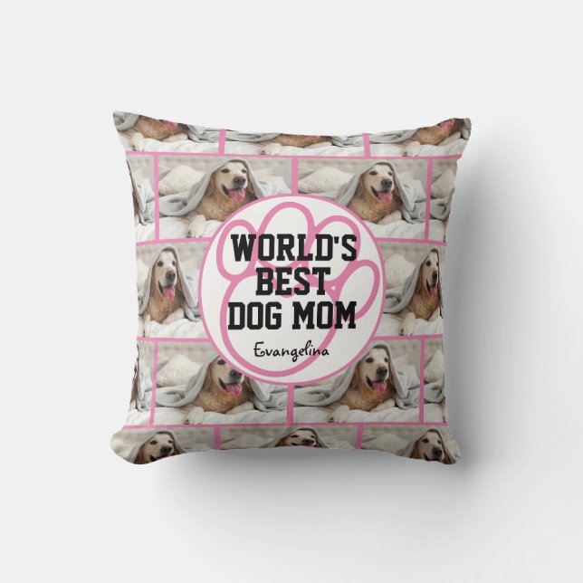 Personlig Worlds Best Hund Mamma Photo Kudde (Framsida)