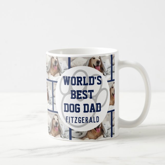 Personlig Worlds Best Hund Pappa Photo Kaffemugg (Höger)