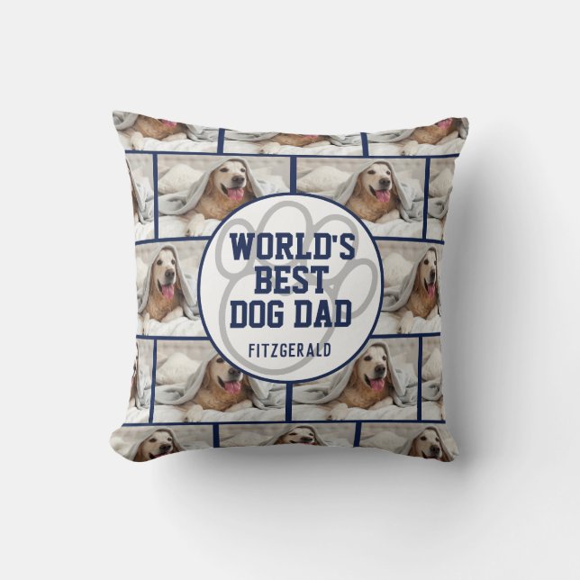 Personlig Worlds Best Hund Pappa Photo Kudde (Framsida)