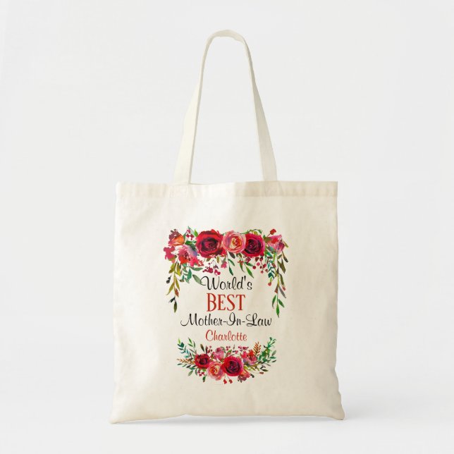 Personlig World's Best Mor-In-Law Tote Bag Tygkasse (Framsidan)