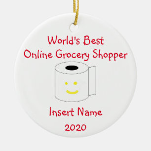 Personlig World's Best Online Livsmedel Shopper Julgransprydnad Keramik