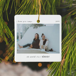 Personlig World's Best Sister Photo Keepsak Julgransprydnad Keramik