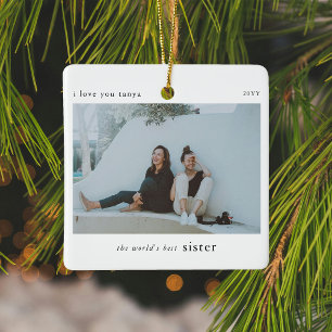 Personlig World's Best Sister Photo Keepsak Julgransprydnad Keramik