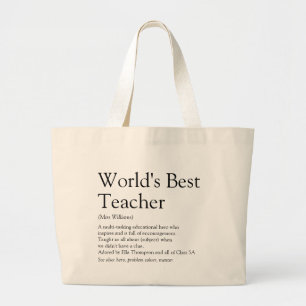 Personlig World's Best Teacher Definition Jumbo Tygkasse