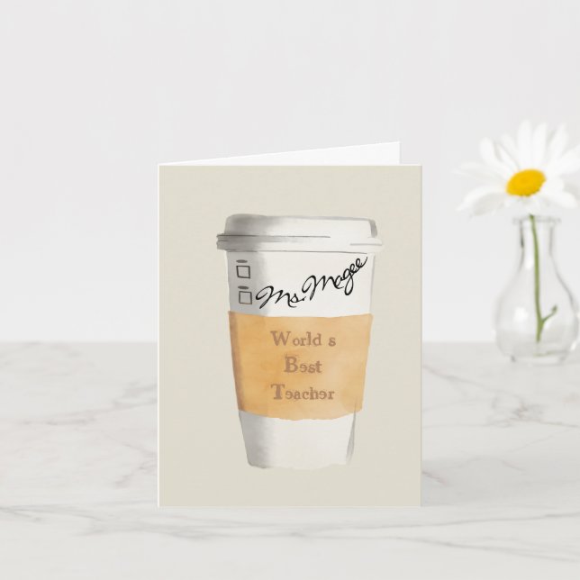 Personlig World's Best Teacher Gift Coffee Card Kort (Liten växt)